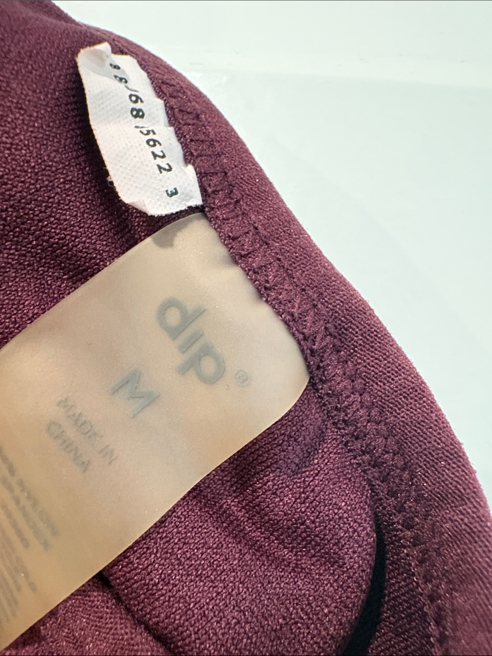 dip Ribbed Racerback Sports Bra - Burgundy - Picture 2 of 3